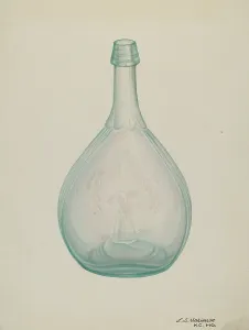 Glass Bottle Prints: Bottle, c. 1940. Creator: Loraine Makimson