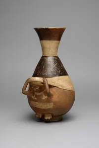 Carrying On Back Collection: Bottle in Form of a Figure Carrying a Burden with a Tumpline, 100 B.C. / A.D. 500