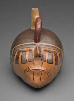 Bottle in the Form of a Severed Trophy Head, 180 B.C. / A.D. 500. Creator: Unknown