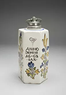 Tin Glazed Collection: Bottle, Hungary, 1663. Creator: Unknown