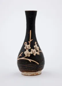 Bottle with reserve plum design, 1200s. Creator: Unknown