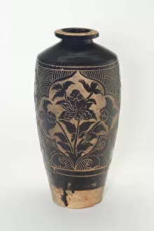 Bottle Vase (Meiping) with Flowers, Xixia Kingdom (1038-1227), 12th / early 13th century