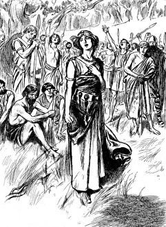 Boedicea Gallery: Boudicca (Boadicea) lst century British queen of the Iceni, rallying her troops, c1900