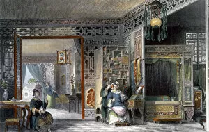 Thomas Allom Gallery: Boudoir and bedchamber of a lady of rank, China, 1843. Artist: Thomas Allom