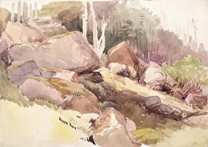 Geological Prints: Boulders on a Hillside, c1840s. Creator: John Phillip