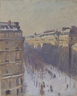 Centre Gallery: Boulevard Haussmann, effet de neige, 1879-1881. Creator: Caillebotte, Gustave (1848-1894)