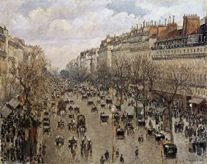 Boulevard Montmartre in Paris, 1897. Artist: Camille Pissarro Boulevard Montmartre in Paris, 1897. Artist: Camille Pissarro
