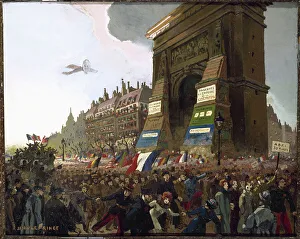 Porte St Denis Prints: Boulevard and Porte de Saint-Denis, November 11, 1918. Creator: Jean Baptiste Le Prince