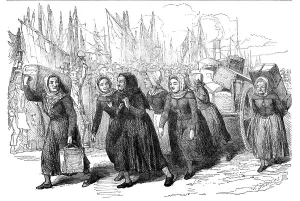 Old Women Prints: Boulogne Fishwomen carrying the Luggage of the Nurses for the East