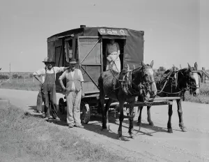 Southerners Prints: Bound for the wheat harvest, Southwestern Oklahoma, 1937. Creator: Dorothea Lange