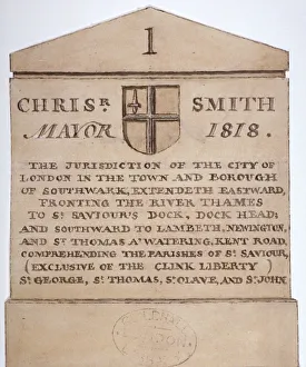 Marker Prints: Boundary stone between the City of London and the borough of Southwark, London, c1820