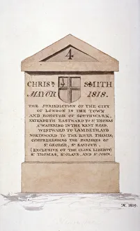 Boundary Stone Prints: Boundary stone between the City of London and Southwark, 1819. Artist: TA