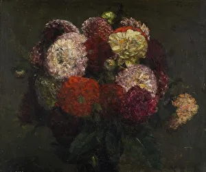 Fantin Latour Henri Prints: Bouquet de Dahlias, 1871. Creator: Henri Fantin-Latour