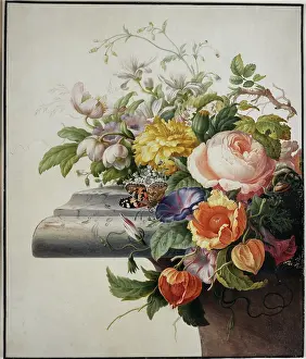 Coal Prints: Bouquet of Flowers, 1700. Creator: Herman Henstenburgh