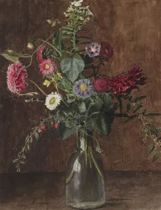 Léon Bonvin Prints: Bouquet of Flowers with Dahlias, c1862. Creator: Leon Bonvin