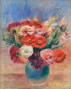 Bunch Of Flowers Prints: Bouquet of flowers in earthen pitcher, 1885. Creator: Renoir, Pierre Auguste (1841-1919)