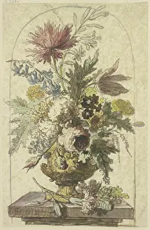 Handmade Paper Prints: Bouquet of flowers in a vase, with a carnation in the foreground. Creator: Jan van Huysum