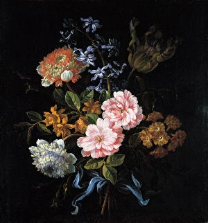 Barock Collection: Bouquet of poppy anemones, roses, double campernelle, a hyacinth