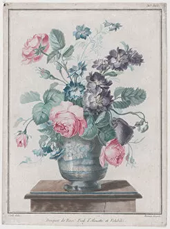 Bonnet Louis Marin Gallery: Bouquet of Roses, Larkspur and Convolvulus, mid to late 18th century. Creator: Louis Marin Bonnet