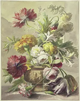 Tulipa Prints: Bouquet in a vase with bas-relief of poppies