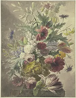 Tulipa Prints: Bouquet in a vase with bas-relief