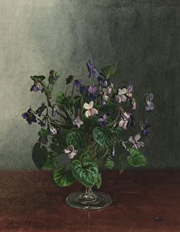 Sweet Violet Prints: Bouquet of Violets, 1863. Creator: Leon Bonvin