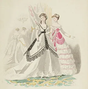 Ball Dress Prints: Bow-Bells, Paris Fashions, 1867. Creator: Unknown