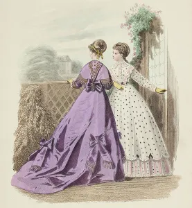 Crinolines Prints: Bow-Bells, Paris Fashions, 1868. Creator: Unknown