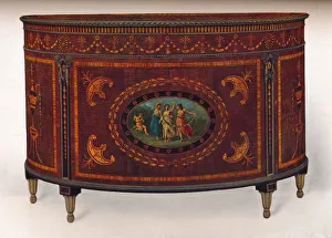 Bow-Fronted Commode, with Metal Mouldings and Headings, veneered Bow-Fronted Commode, with Metal Mouldings and Headings, veneered