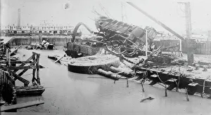 Salvage Prints: Bow of USS Maine, between c1910 and c1915. Creator: Bain News Service