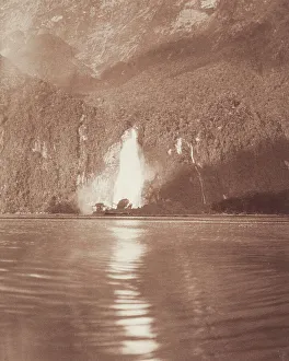 Photograph Album Prints: The Bowen Fall, Milford track. From the album: Record Pictures of New Zealand