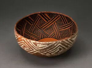 Arizona Collection: Bowl with Black Interlocking Lattice on Interior, and White Interlocking Squared Spirals