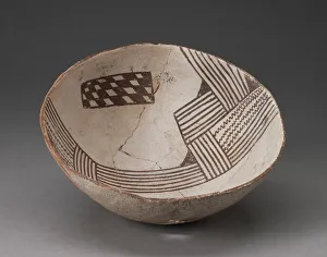 Arizona Collection: Bowl with Bold, Irregular Geometric Bands of Stripes, Zigzag, and Checkerboard Motifs, A