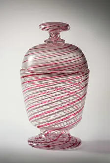 Blown Glass Prints: Bowl And Cover, c1850-60. Creator: Unknown