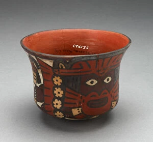 Walking Staff Gallery: Bowl Depicting Costumed Ritual Figure Holding Staff, 180 B.C. / A.D. 500. Creator: Unknown
