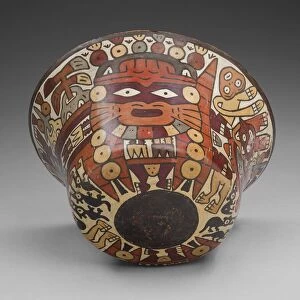 Captivity Gallery: Bowl Depicting a Costumed Ritual Performer with Abstract Plants, Holding a Captive, 180 B