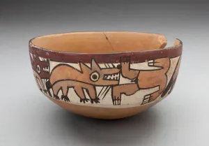 Bowl Depicting Coyotes Attacking Human, 180 B. C. / A. D. 500. Creator: Unknown
