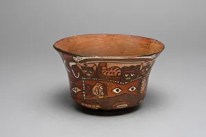 Bowl Depicting a Figure Wearing a Headdress Containing Fish and Small Beings, 180 B.C./A Bowl Depicting a Figure Wearing a Headdress Containing Fish and Small Beings, 180 B.C./A
