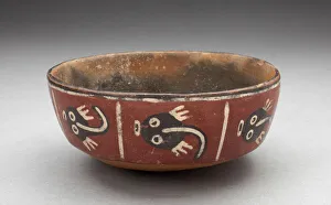 Bowl Depicting Row of Abstract Figures, Possibly Tadpoles, 180 B. C. / A. D. 500
