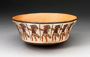 Tribal Culture Gallery: Bowl Depicting Row of Figures Holding Staffs, 180 B.C. / A.D. 500. Creator: Unknown