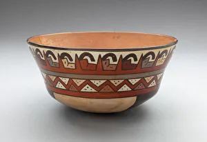 Zig Zag Prints: Bowl Depicting Rows Containing Repeated Geometric Motifs, 180 B. C. / A. D. 500