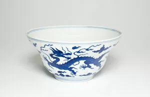 Underglaze Blue Gallery: Bowl with Dragons amid Clouds, Qing dynasty (1644-1911), Daoguang reign (1820-1850)