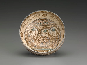 Fritware Prints: Bowl with figures, 1200s. Creator: Unknown