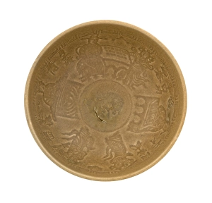 Bowl with figures and inscriptions, about 1300. Creator: Unknown