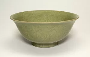 Celadon Gallery: Bowl with Floral and Leaf Sprays, Ming dynasty (1368-1644). Creator: Unknown