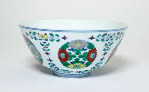 Medallions Prints: Bowl with Floral Medallions and Stems, Qing dynasty (1644-1911)