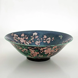Enamel Prints: Bowl with flower and bird design, 1850-1899. Creator: Unknown