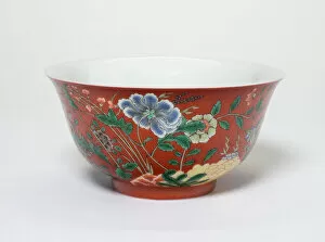 Coral Gallery: Bowl with Flowers on a Coral-Red Ground, Qing dynasty, Yongzheng reign, (1723-1735)