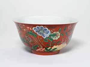 Coral Prints: Bowl with Flowers on a Coral-Red Ground, Qing dynasty, Yongzheng reign, (1723-1735)