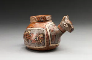 Ceramic And Pigment Prints: Bowl in the Form of a Llama with Geometric Motifs, A. D. 600 / 1000. Creator: Unknown